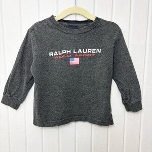 Ralph Lauren Kids Charcoal Long Sleeve USA‎ Tee Size 2T